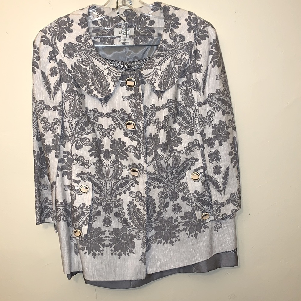 2 pc Ann Taylor LOFT Silk Jacket & Skirt Set